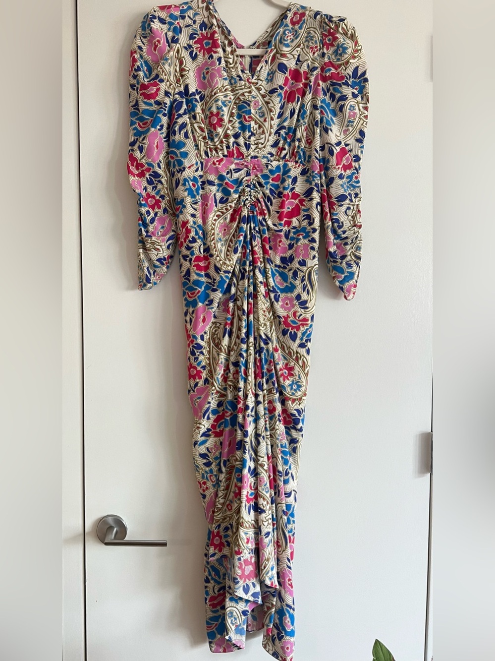 Isabel Marant Albi Silk Floral Paisley Ruched Midi Dress – Size 38 (US 6